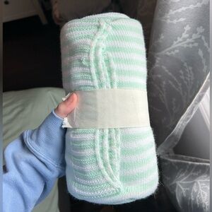 Teal/ Green striped baby blanket